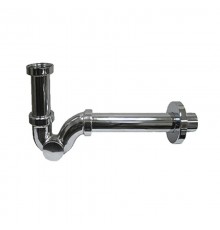 Сифон трубный P-образный латунный без выпуска (1 1/4х32мм) с ревизией, отводной трубой (L200мм, D32