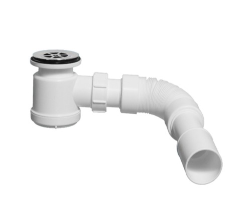 Сифон бутылочный для поддона с выпуском (H92мм; латунь выпуск/сливная решётка D70,h35мм/D45мм) и отв