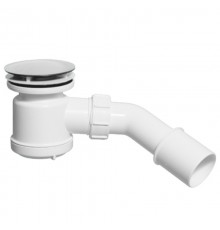 Сифон бутылочный для поддона слив 50-75 мм с пласт. выпуском, высота 92 мм, выход 40/50 мм, хром