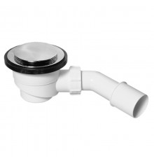 Сифон бутылочный для поддона с выпуском (H82мм; латунь выпуск/пробка тип-кнопка D110,h35мм/D85мм);