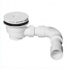 Сифон бутылочный для поддона с выпуском (H82мм; выпуск/грибок-дизайн Мерседес D110мм,h35мм/D113мм)