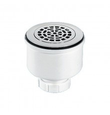 Сифон бутылочный для поддона с выпуском (H105мм; латунь выпуск/сливная решётка-дизайн Радиальный D