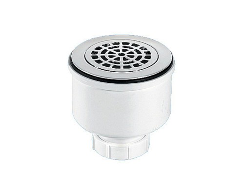 Сифон бутылочный для поддона с выпуском (H105мм; латунь выпуск/сливная решётка-дизайн Радиальный D