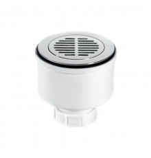 Сифон бутылочный для поддона с выпуском (H105мм; латунь выпуск/сливная решётка-дизайн Параллельный