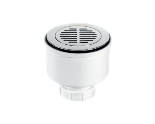 Сифон бутылочный для поддона с выпуском (H105мм; латунь выпуск/сливная решётка-дизайн Параллельный