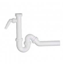 Сифон трубный P/S-образный без выпуска ( 1 1/2х40мм) с адаптером под углом для слива бытовой техник