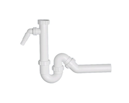 Сифон трубный P/S-образный без выпуска ( 1 1/2х40мм) с адаптером под углом для слива бытовой техник