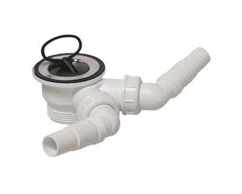 Выпуск (H51мм, D70мм нержавейка сливная решётка) с пробкой и 2-мя адаптерами под углом для слива быт