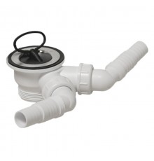 Выпуск (H51мм, D85мм нержавейка сливная решётка) с пробкой и 2-мя адаптерами под углом для слива быт