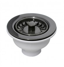 Выпуск (H68мм, D113мм сливная решётка) со съёмной фильтрующей решёткой-пробкой; выход 1 1/2«папа»;