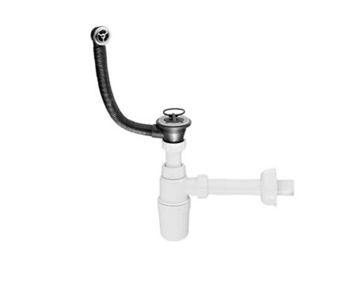 Сифон McAlpine бутылочный 1¼" х 32 мм сo сливом-переливом , реш. D60мм, L235 мм х 25 мм, выход 32 мм