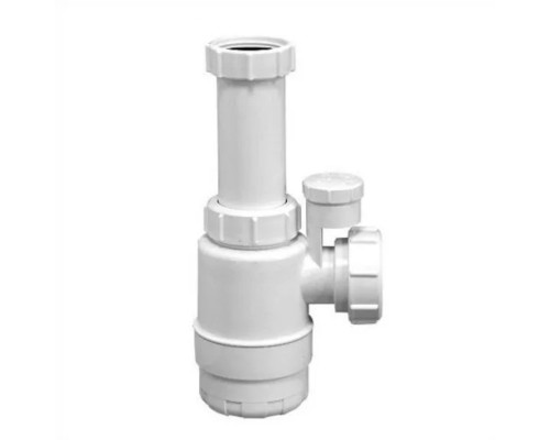 Сифон бутылочный без выпуска (1 1/4x40мм) с вентиляционным и силиконовым клапанами; выход компресси