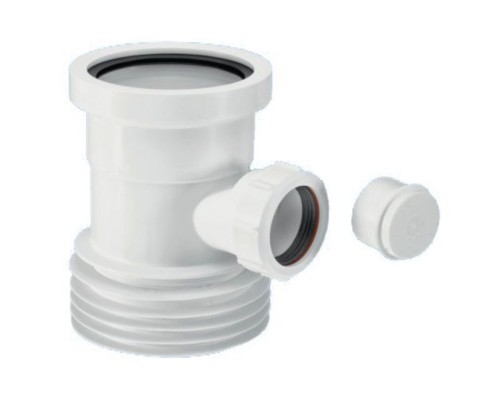 Муфта (L149мм) с манжетой и компрессионным отводом Ду=40мм; вход раструбный Ду=90мм, выход Дн=110мм.