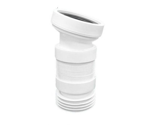 Труба фановая L=260-365 мм гофр. под углом 14 c манжетой, вход 97-107 мм, выход внутрь 110 мм трубы