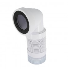 Труба фановая L=260-540 мм гофр. под углом 90 с манжетой, вход 97-107 мм, выход внутрь 110 мм трубы