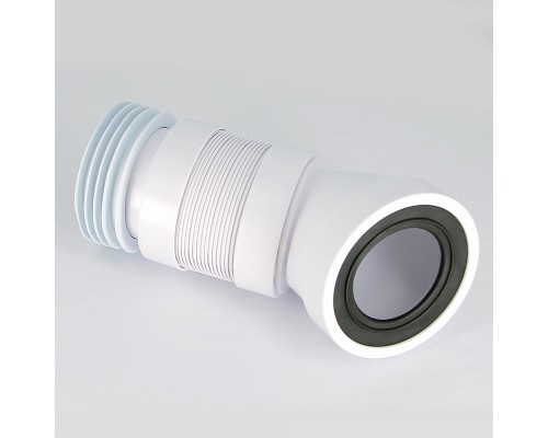 Труба фановая L=315-440 мм гофр. под углом 45 c манжетой, вход 97-107 мм, выход внутрь 110 мм трубы