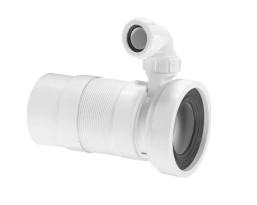 Труба фановая L=330-800 мм гофр. с компрес. отводом на 40 мм, вход 97-107 мм, выход 110 мм