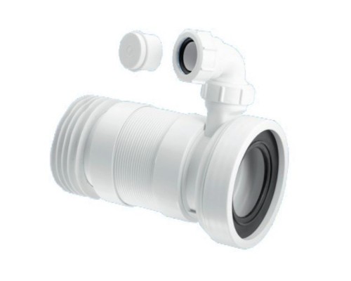 Труба фановая L=330-800 мм гофр. с манжетой, отвод 40 мм, вход 97-107 мм, выход внутрь 110 мм трубы