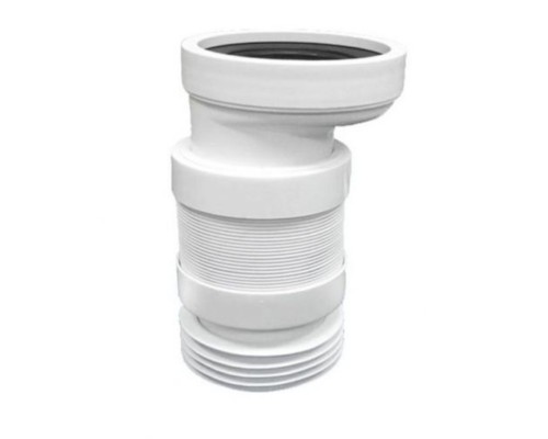 Труба фановая L=245-330 мм гофр. с манжетой и 20 мм смещ., вход 97-107 мм, выход внутрь 110 мм трубы