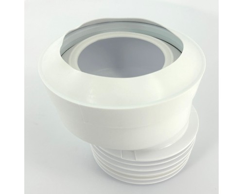 Труба фановая L=116 мм с манжетой и 20 мм смещ., вход 97-107 мм, выход внутрь 110 мм трубы