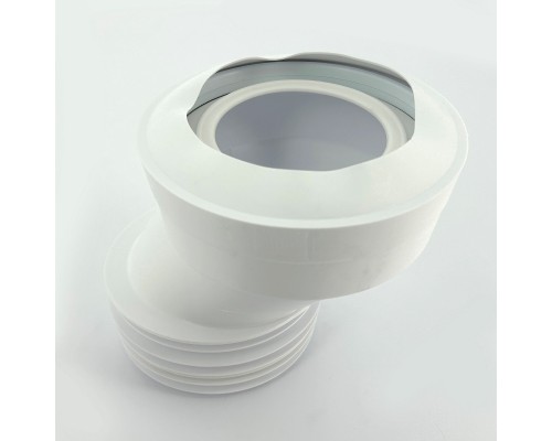 Труба фановая L=135 мм с манжетой и 40 мм смещ., вход 97-107 мм, выход внутрь 110 мм трубы