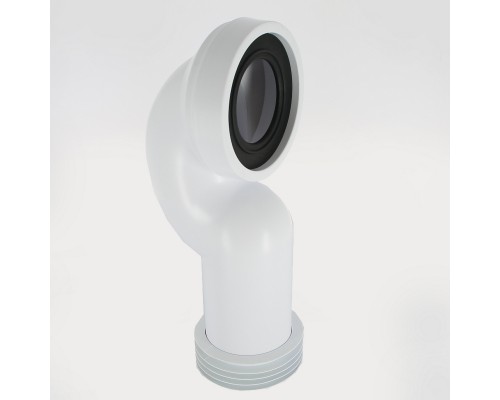 Труба фановая L=285 мм под углом 90 с манжетой, вход 97-107 мм, выход внутрь 110 мм трубы