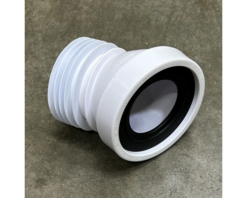 Труба фановая L=140 мм под углом 22 с манжетой, вход 97-107 мм, выход внутрь 110 мм трубы