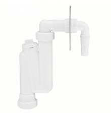 Сифон трубный S-образный для слива бытовой техники с декоративной накладкой (полированная нержавейка