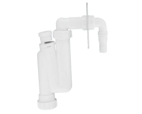 Сифон трубный S-образный для слива бытовой техники c вентиляционным клапаном и декоративной накладко