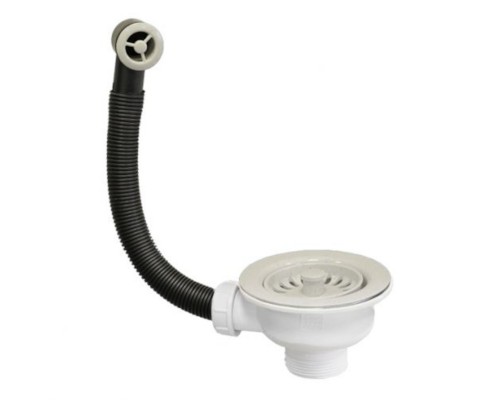 Слив-перелив для мойки под круглое отверстие перелива (L229ммхD25мм, D113мм пластиковая сливная решё