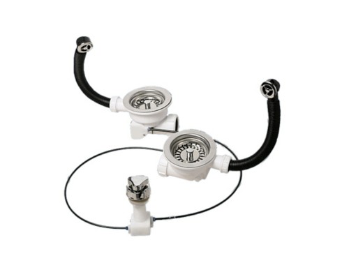 Слив-перелив для 2-х моек под круглое отверстие перелива (L229ммхD25мм, D113мм нержавейка сливные ре