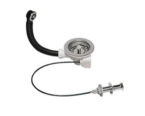 Слив-перелив для мойки L=229 мм х 25 мм, 113 мм нерж. решётка, внеш. упр. кнопка