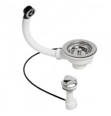 Слив-перелив для мойки под круглое отверстие перелива (L350ммхD25мм, D113мм нержавейка сливная решёт