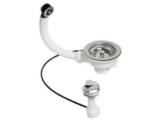 Слив-перелив для мойки под круглое отверстие перелива (L350ммхD25мм, D113мм нержавейка сливная решёт