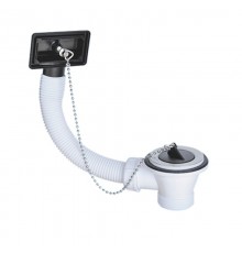 Слив-перелив для мойки под прямоугольное отверстие перелива (L195ммхD25мм, D60мм нержавейка сливная