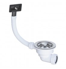 Слив-перелив для мойки под прямоугольное отверстие перелива (L229ммхD25мм, D113мм полированная нержа