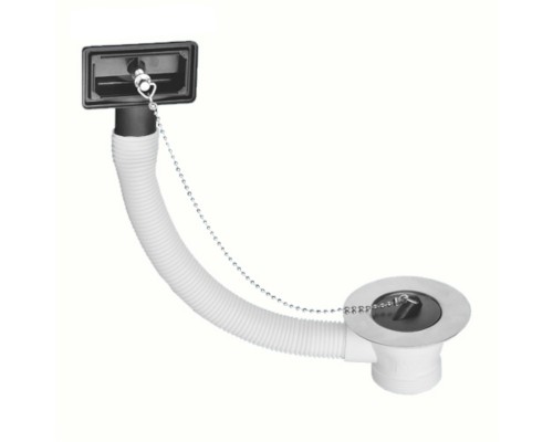 Слив-перелив для мойки под прямоугольное отверстие перелива (L229ммхD25мм, D85мм нержавейка сливная