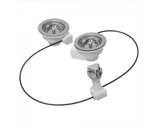 Выпуск для 2-х моек (D113мм нержавейка сливные решётки, поворотное управление) со съёмными фильтрующ