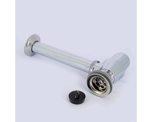 Сифон бутылочный с горизонтальным отводом и пробкой хромированный VIEGA