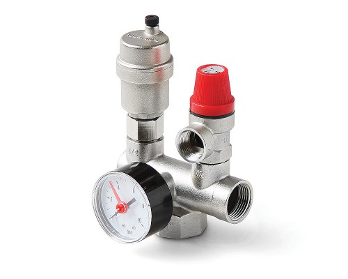 Гр. безопасности котла до 44 кВт, 1x1/2, 3 бар, латунь