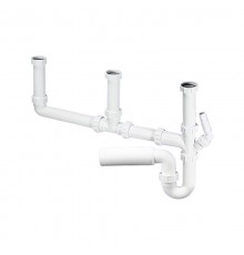 Сифон трубный P-образный без выпуска ( 1 1/2х40мм) с 3-мя однорядными входами 1 1/2«мама», адаптер