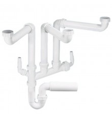 Сифон трубный Р-образный без выпуска ( 1 1/2х40мм) с 3-мя разнорядными входами 1 1/2«мама», 2-мя а