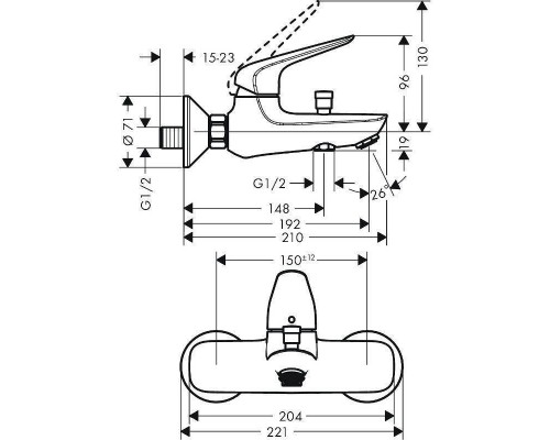 Смеситель для ванны HansGrohe HG Novus ВМ хром Смеситель для ванны HansGrohe HG Novus ВМ хром
