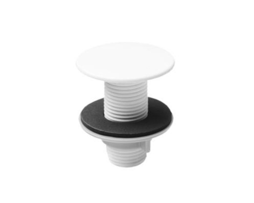 Заглушка (D40мм, L=23мм, 3/4«папа») пластиковая с конртгайкой; цвет-белый