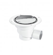 Трап (H130мм, D129/120мм хромированная нержавейка выпуск/сливная решётка) под гибкое напольное покры