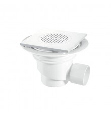 Трап (H130мм, L148ммх148мм пластиковая сливная насадка); выход Ду=50мм под клеевое соединение; цвет-