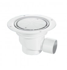 Трап (H130мм, D129/120мм пластик выпуск/сливная решётка) под гибкое напольное покрытие; выход Ду=50м