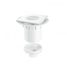 Трап (H130/191мм, L148ммх148мм пластиковая сливная насадка); вертикальный выход Дн=110/50мм; цвет-бе