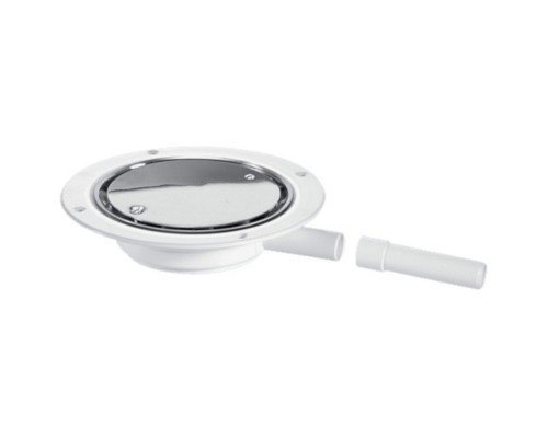 Водосток напольный (H45мм, D129/120мм хромированная нержавейка выпуск/сливная решётка) без гидрозатв