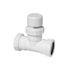 Тройник с вентиляционным клапаном компрессионный Ду=40ммхДу=40ммхДу=40мм; цвет-белый